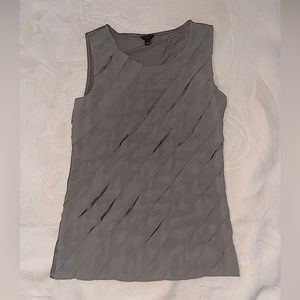 Ann Taylor Pleat Front Top Dark Taupe Sleeveless Womens Size Small